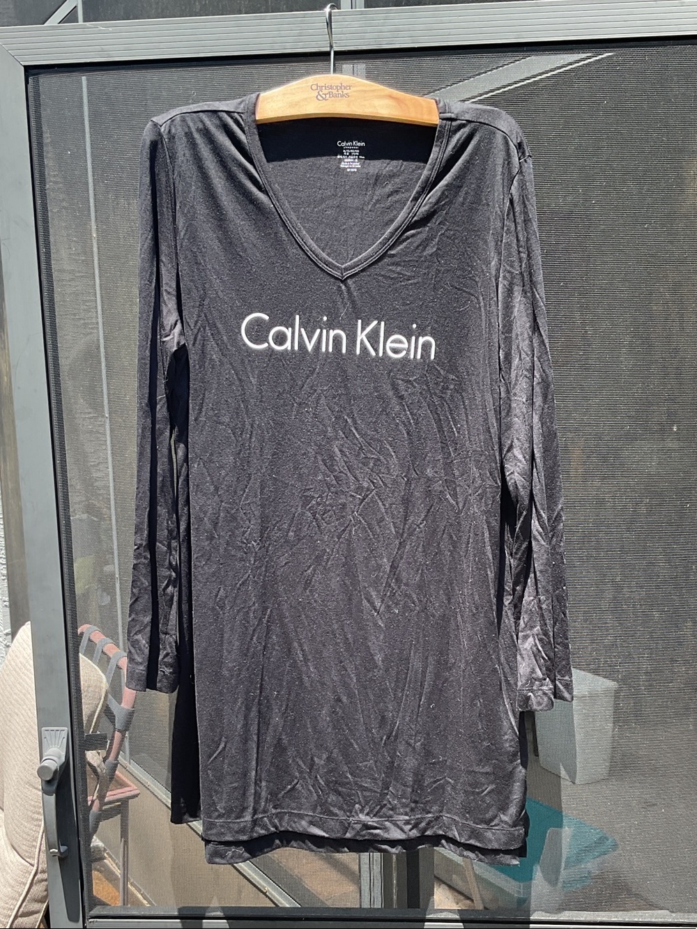 Calvin Klein Black V-Neck Long Sleeve Logo Tunic